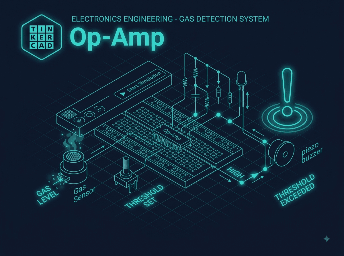 Gas detection system using an op-amp